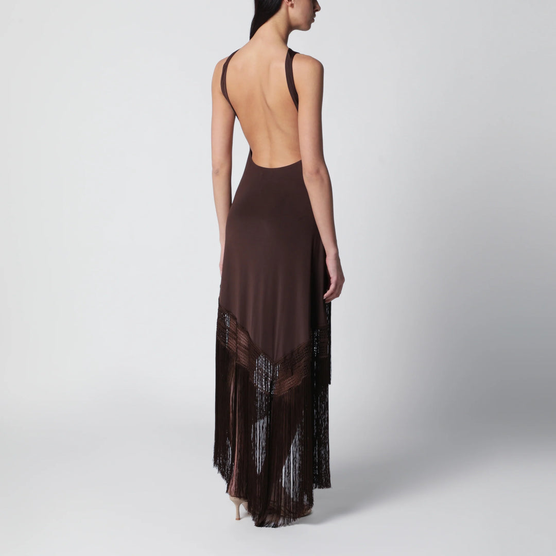 THE ANDAMANE - Marisol sleeveless maxi dress in jersey, dark brown