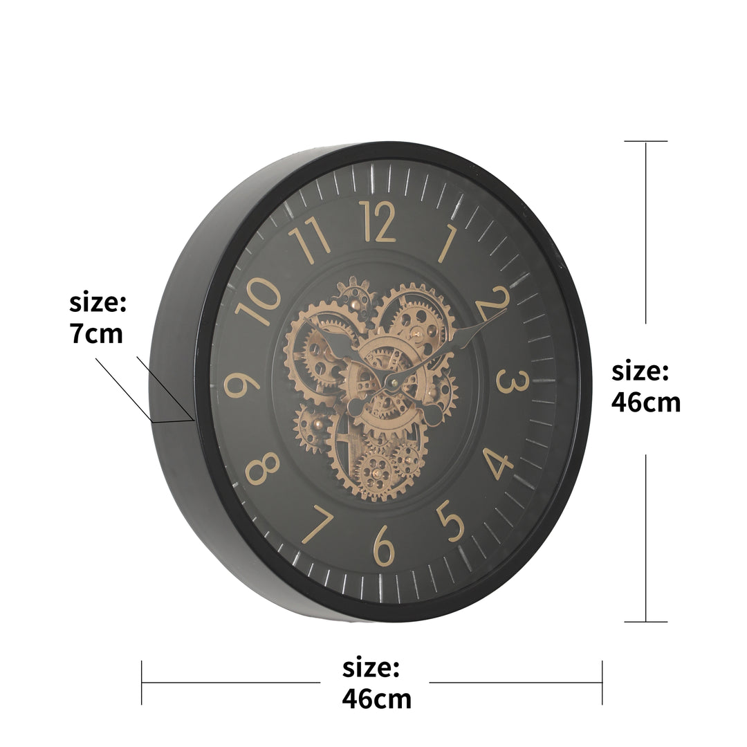 Elliott Round Moving Cogs Wall Clock