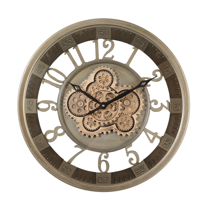 Montreau Round Industrial Moving Cogs Wall Clock