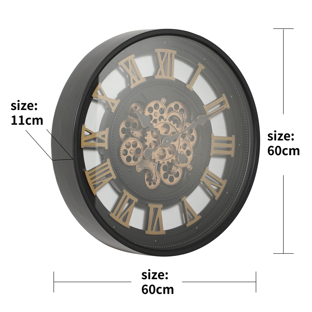 Valeno Round Moving Cogs Wall Clock