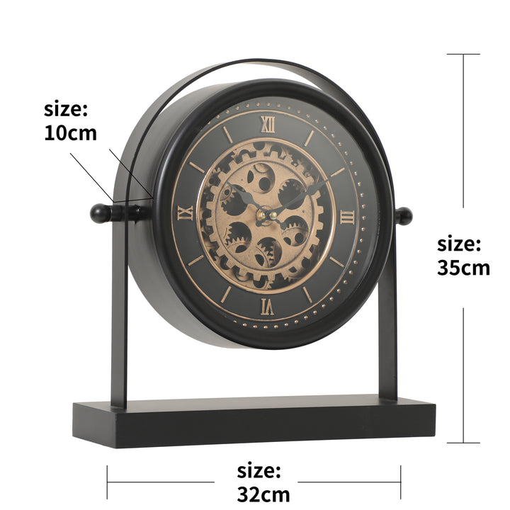 Sir Drummond Bedside Table Moving Cogs Clock