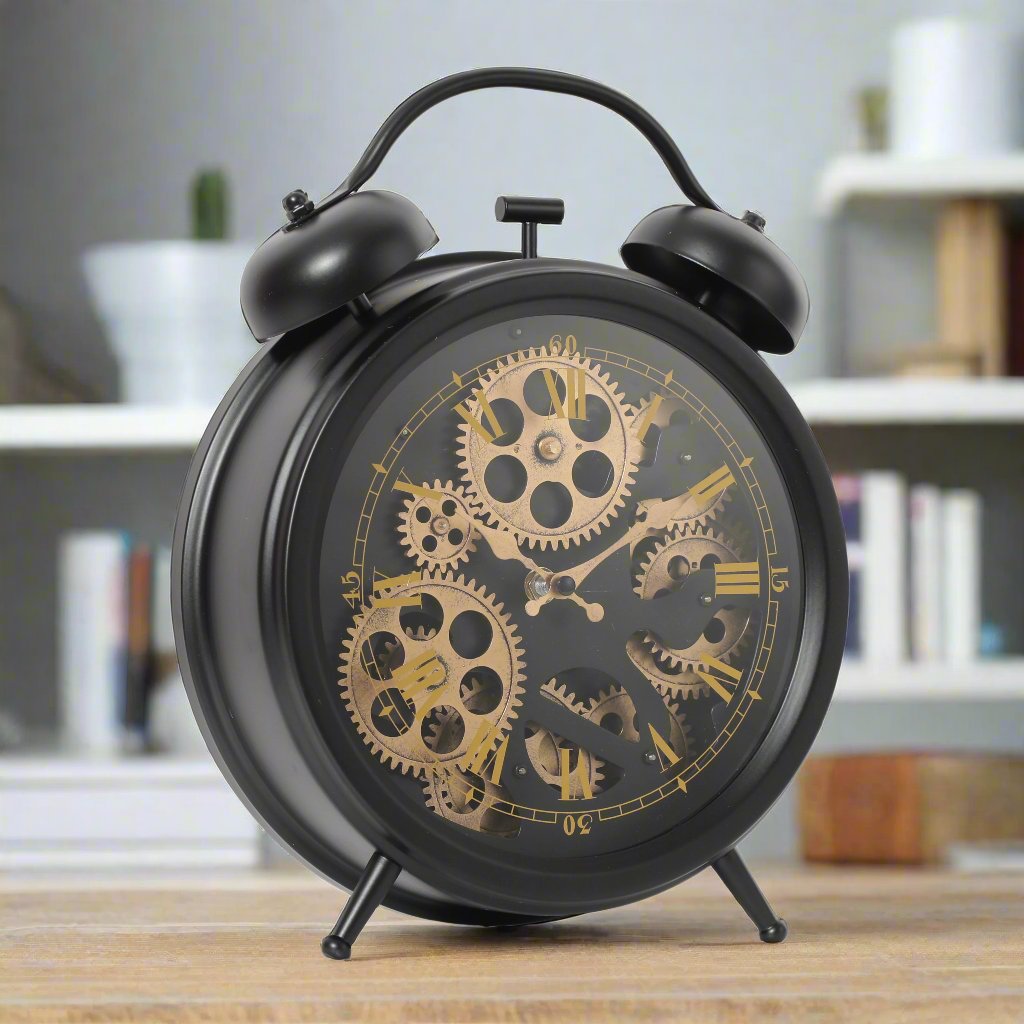 Large Newton Bell Moving Cogs bedside clock