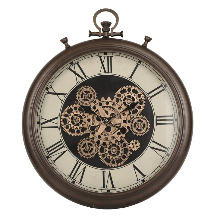 Roma Stopwatch Industrial Moving Cogs Wall Clock