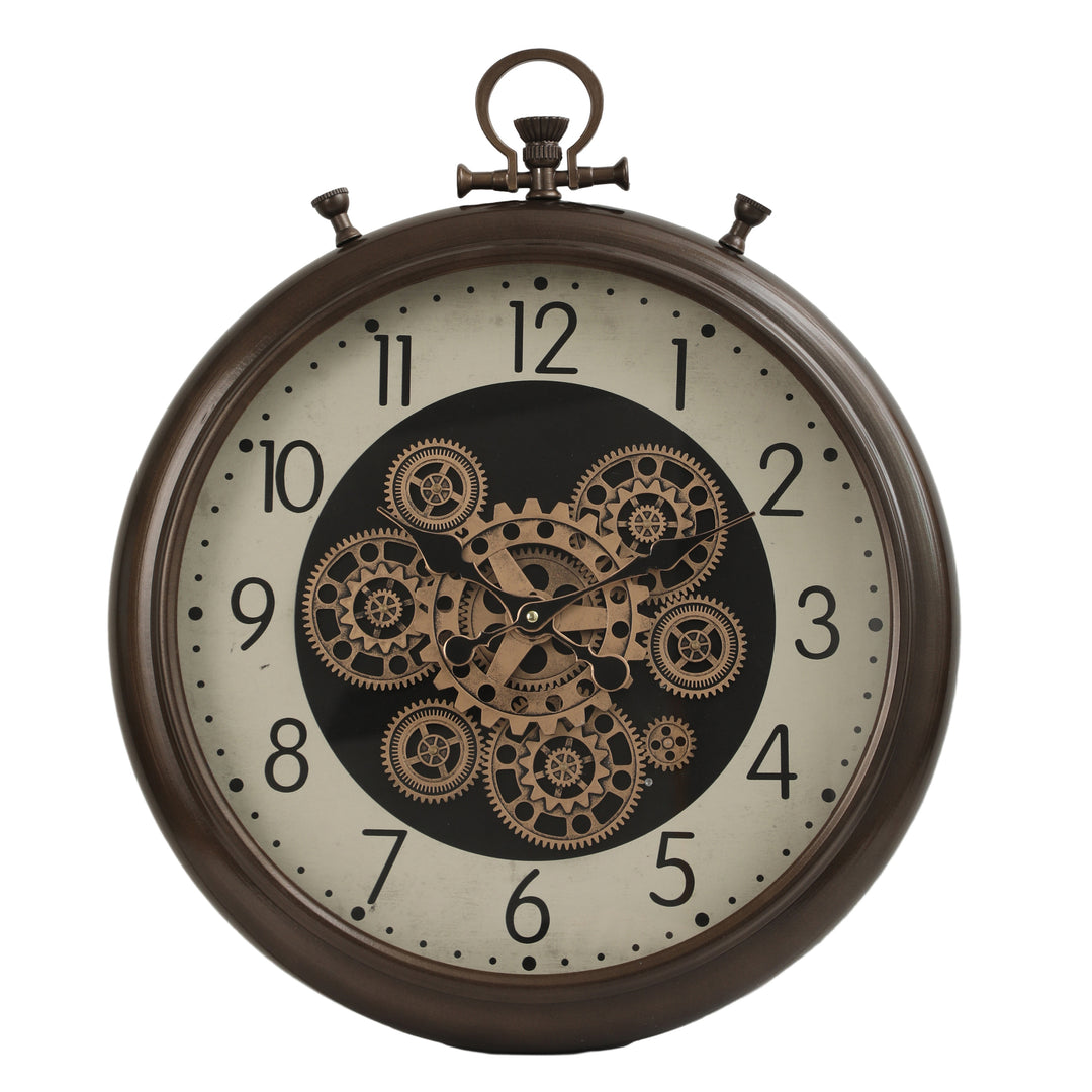 Pit Stop Industrial Moving Cogs Wall Clock