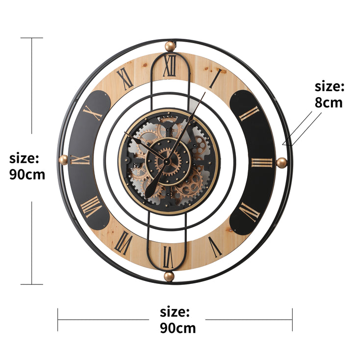 Farm House Round Moving Cogs Wall Clock