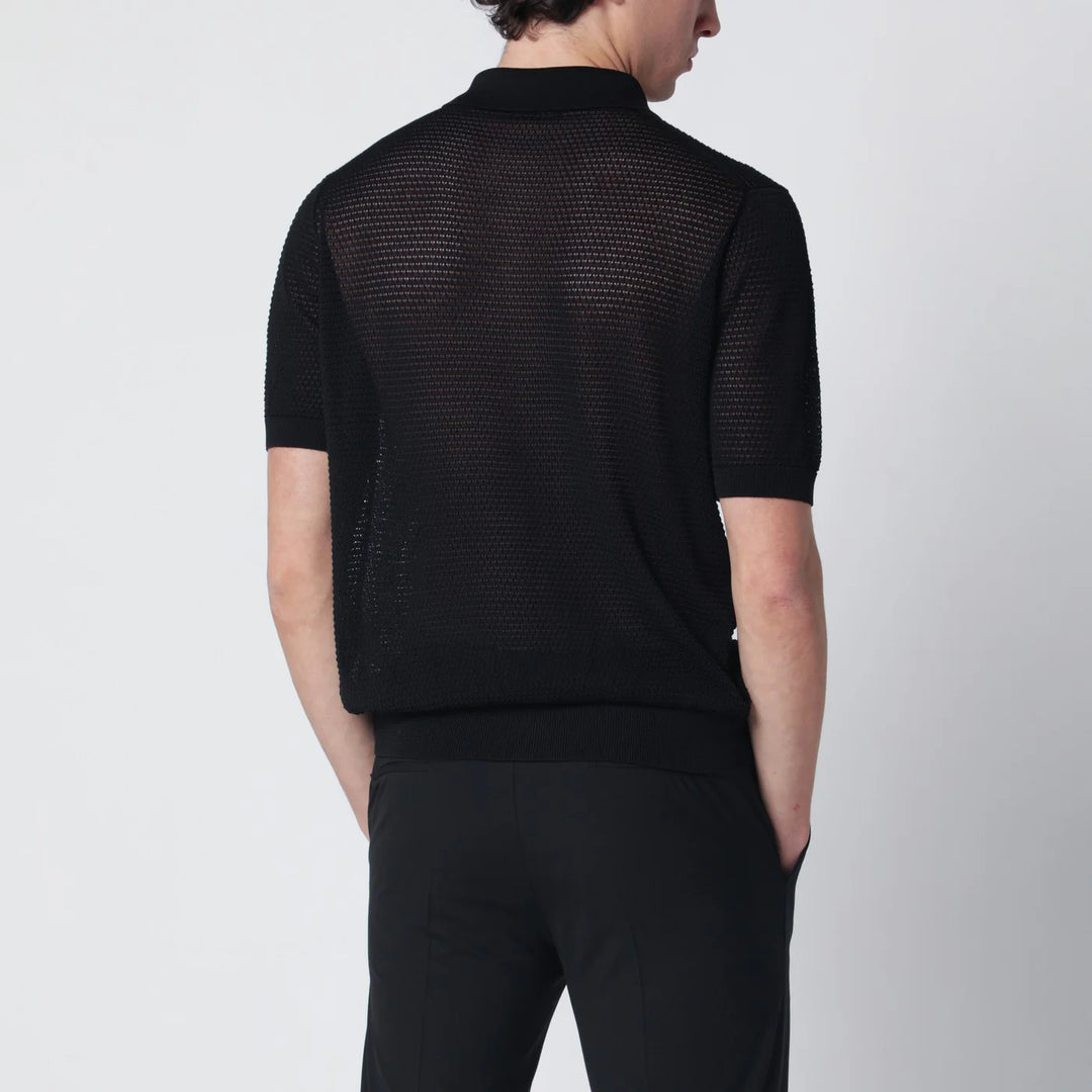 Tagliatore - Black openwork cotton cardigan