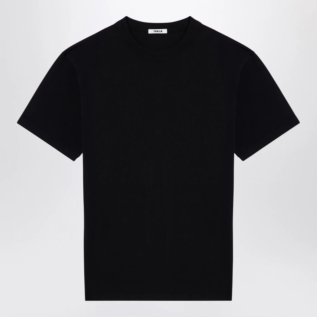 Tekla - Black cotton crew-neck T-shirt