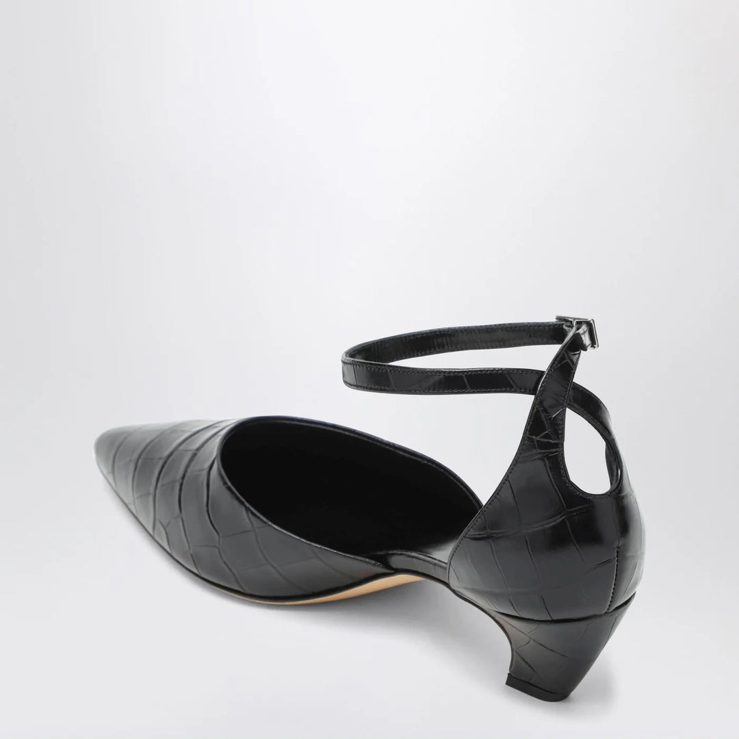 Le Monde Béryl - Black Victoria décolleté with crocodile print