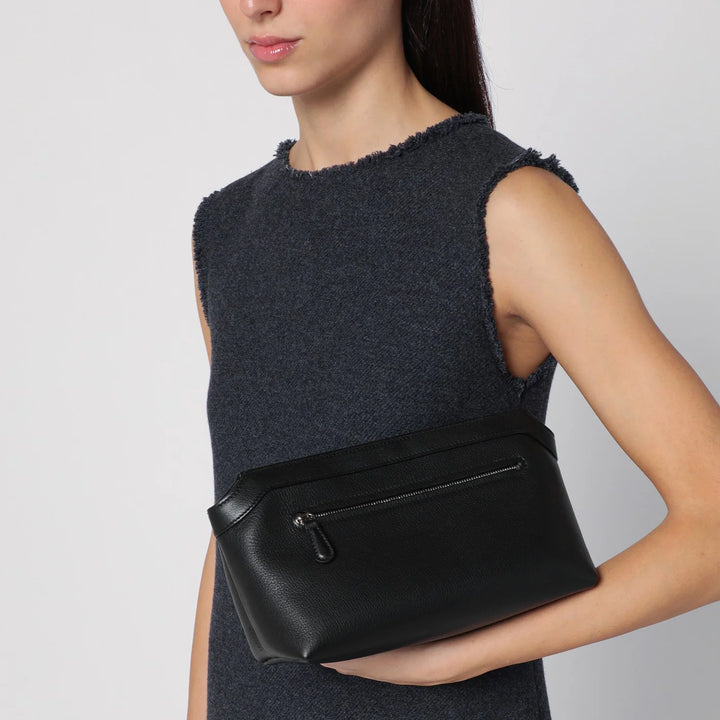 The Row - Black leather clutch bag