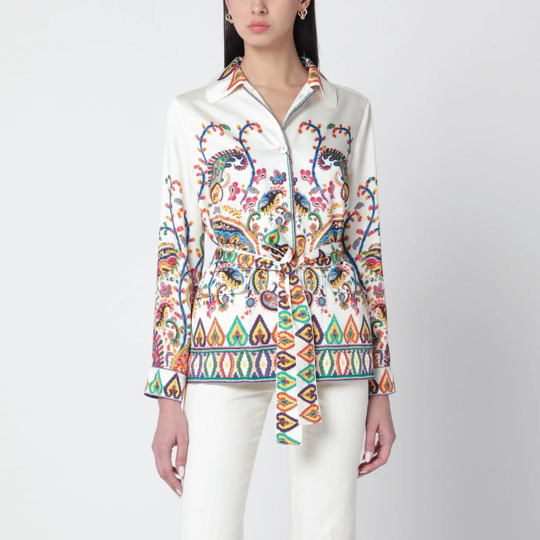 ETRO - Paisley-print belted shirt jacket