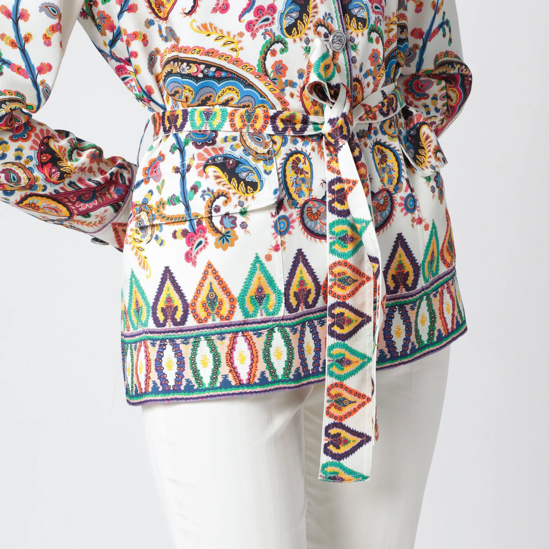 ETRO - Paisley-print belted shirt jacket