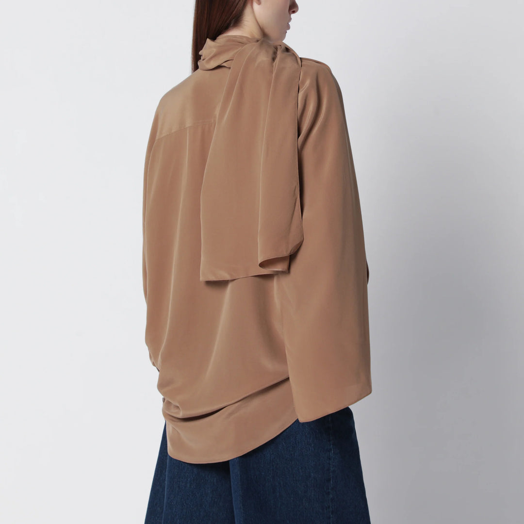 DARKPARK - Oversized Georgia silk shirt in tobacco color