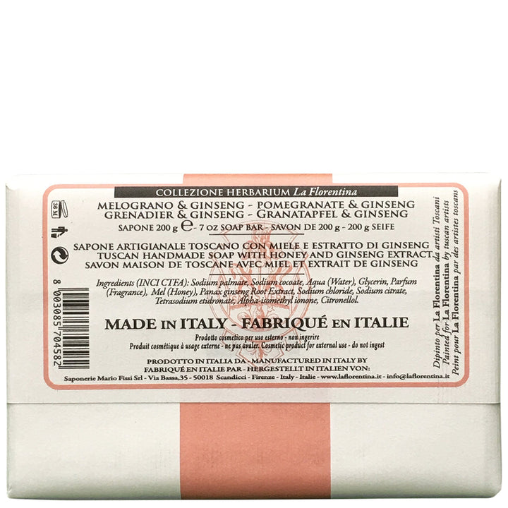 La Florentina 200g Bar Soap Pomegranate &amp; Ginseng Bar Soap 200g Brand