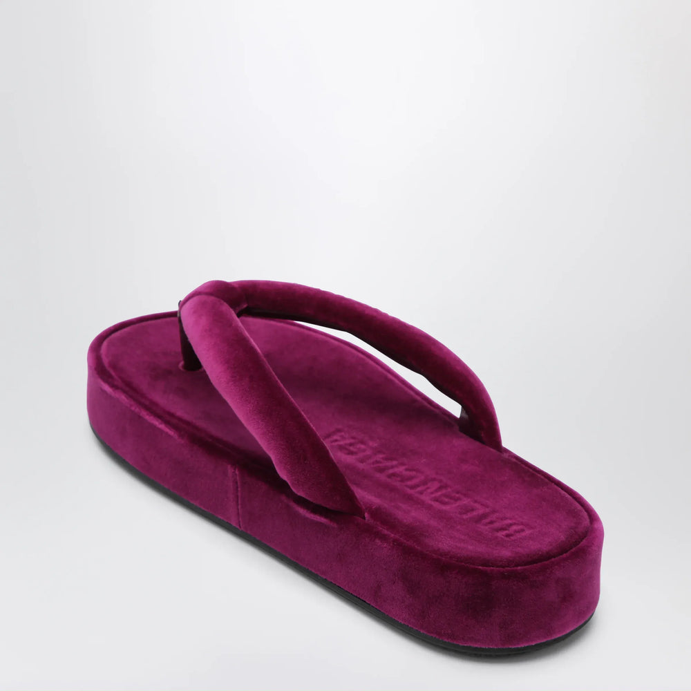 Balenciaga - Jet Lag stretch velvet flip-flops in purple Brand Apparel & Accessories