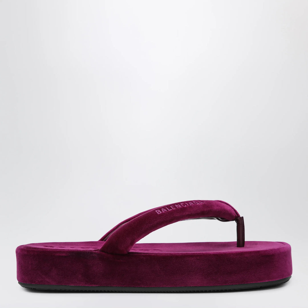 Balenciaga - Jet Lag stretch velvet flip-flops in purple Brand Apparel & Accessories 36 IT