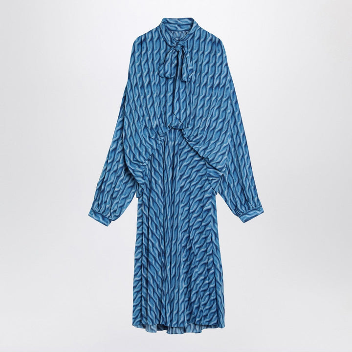 Apparel &amp; Accessories 36  FR Balenciaga - Midi dress with bow and blue print Brand