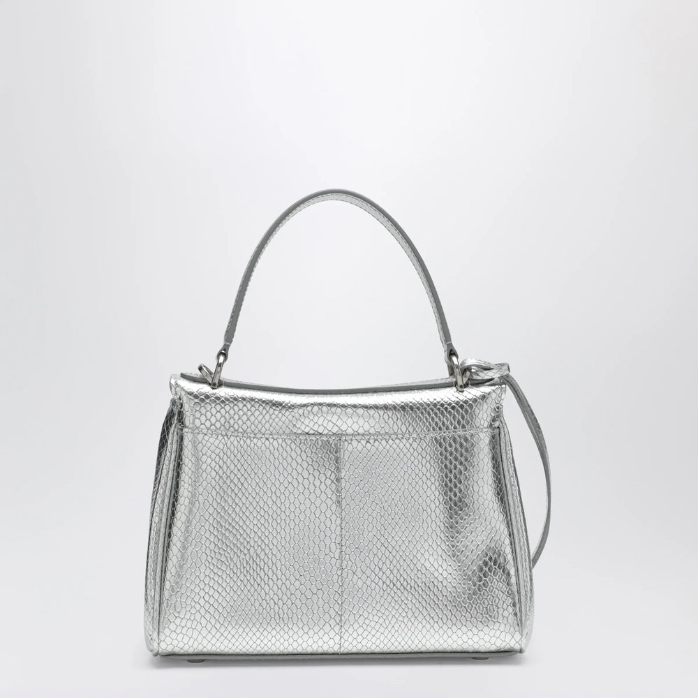Balenciaga - Mini Rodeo bag in shiny silver leather with python print Brand Apparel & Accessories TU
