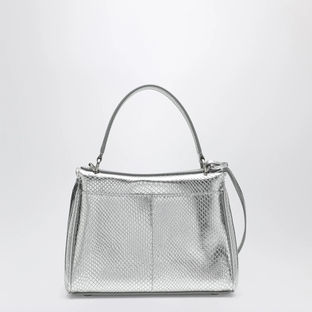 Balenciaga - Mini Rodeo bag in shiny silver leather with python print Brand Apparel &amp; Accessories TU