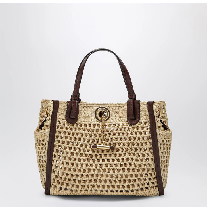 Chloé - Iconic tote bag in raffia and leather, Hot Sand Brand Apparel &amp; Accessories TU