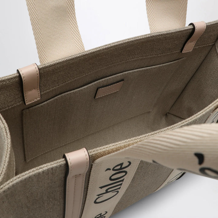 Chloé - Medium Woody tote bag in beige canvas Brand Apparel &amp; Accessories U