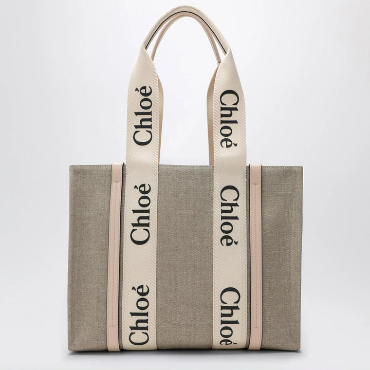 Chloé - Medium Woody tote bag in beige canvas Brand Apparel &amp; Accessories U