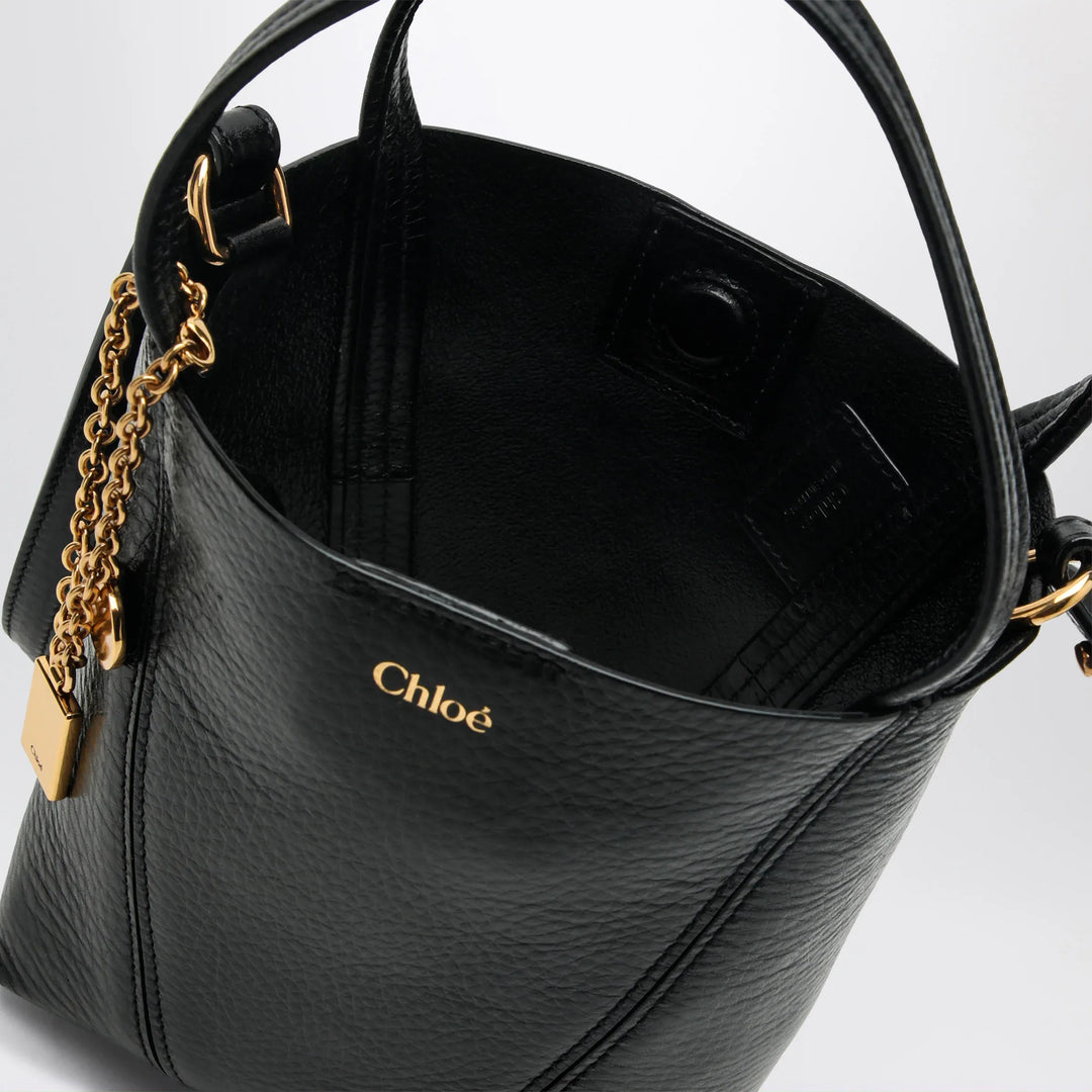 Chloé - Small Spin black leather tote bag Brand Apparel &amp; Accessories U