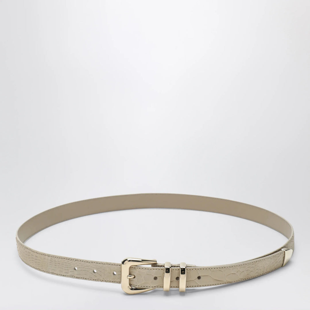 Brunello Cucinelli - Beige alligator leather belt with silver buckle Brand Apparel & Accessories > Clothing Accessories > Belts 100 EU