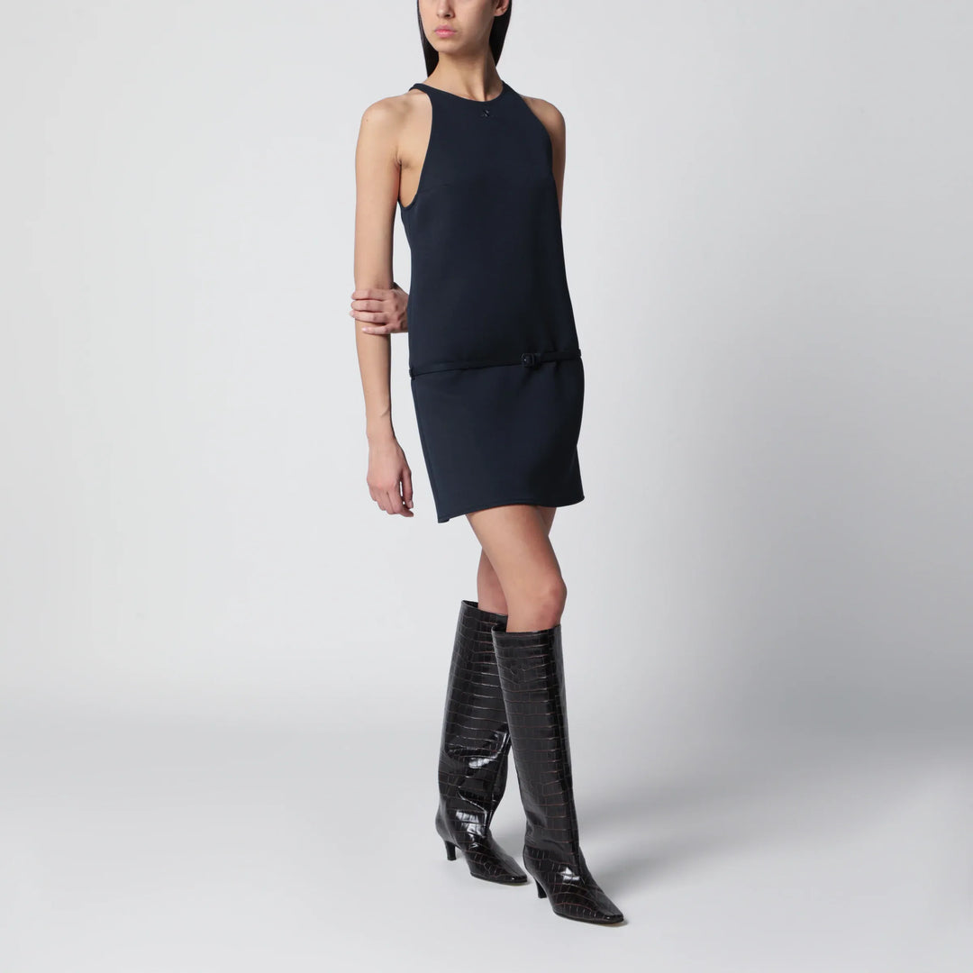 Courrèges - Sleeveless A-line twill mini dress with belt in navy Brand Apparel & Accessories > Clothing Accessories > Belts 36  FR