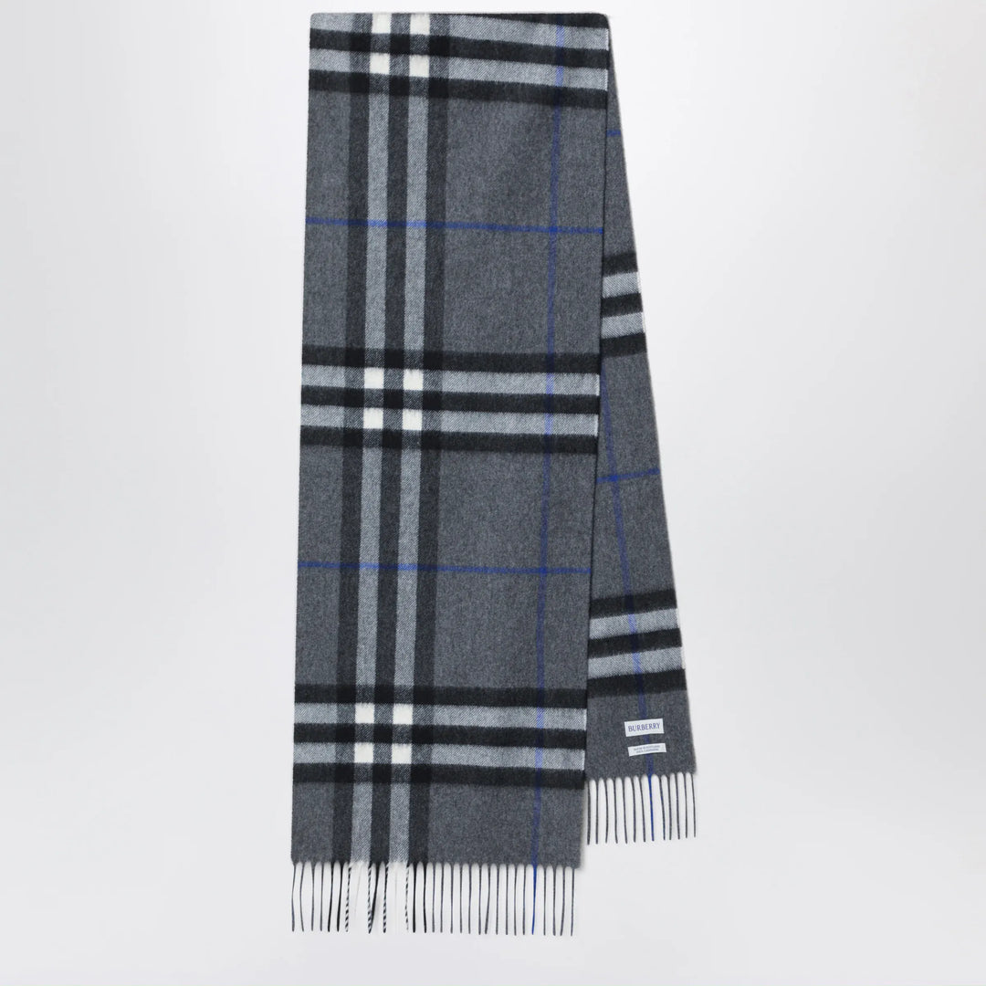 Burberry - Check cashmere scarf in Marlborough Grey Brand Apparel & Accessories > Clothing Accessories > Scarves & Shawls TU
