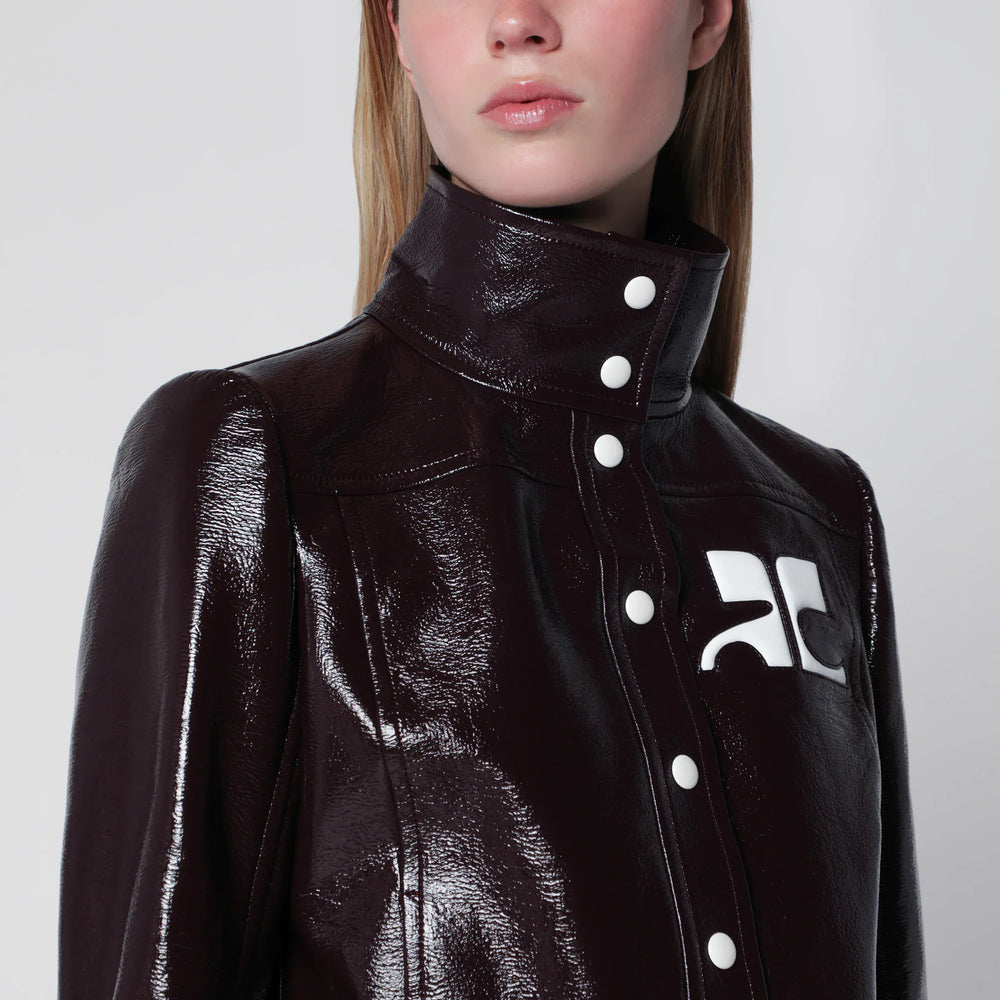 Courrèges - Reedition jacket in burgundy vinyl Brand Apparel & Accessories > Clothing > Outerwear > Coats & Jackets 38  FR