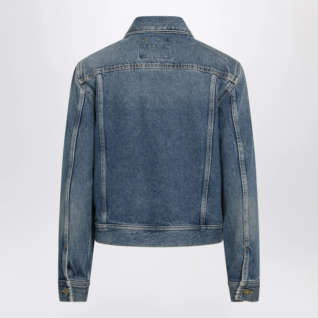 Golden Goose - Blue denim jacket with classic collar and logo buttons Brand Apparel &amp; Accessories > Clothing > Outerwear > Coats &amp; Jackets 40  IT