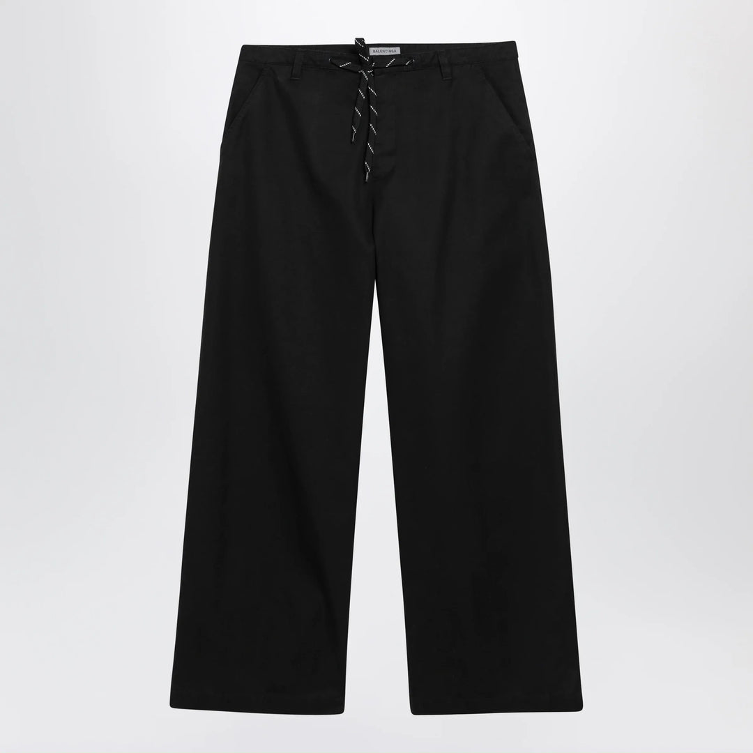 Balenciaga - Black cotton twill chino trousers Brand Apparel &amp; Accessories > Clothing > Pants