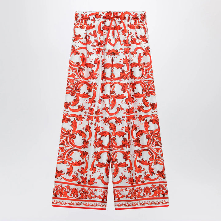 Dolce&amp;Gabbana - Wide-leg Majolica-print silk twill pants in orange Brand Apparel &amp; Accessories > Clothing > Pants