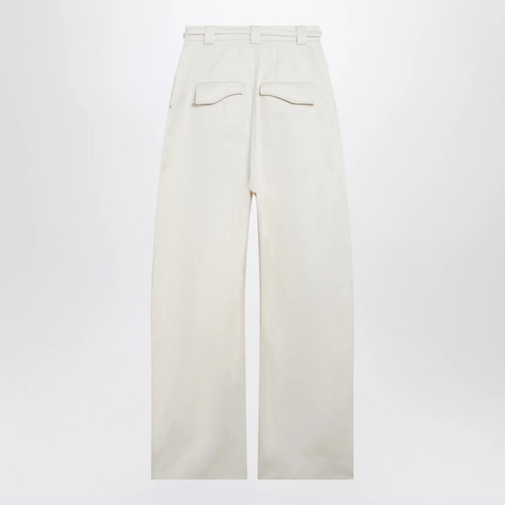 Sportmax - Oversized trousers in vanilla cotton gabardine Brand Apparel &amp; Accessories > Clothing > Pants