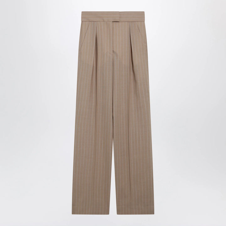 Valentino - Mud-colored pinstripe wool trousers Brand Apparel &amp; Accessories > Clothing > Pants