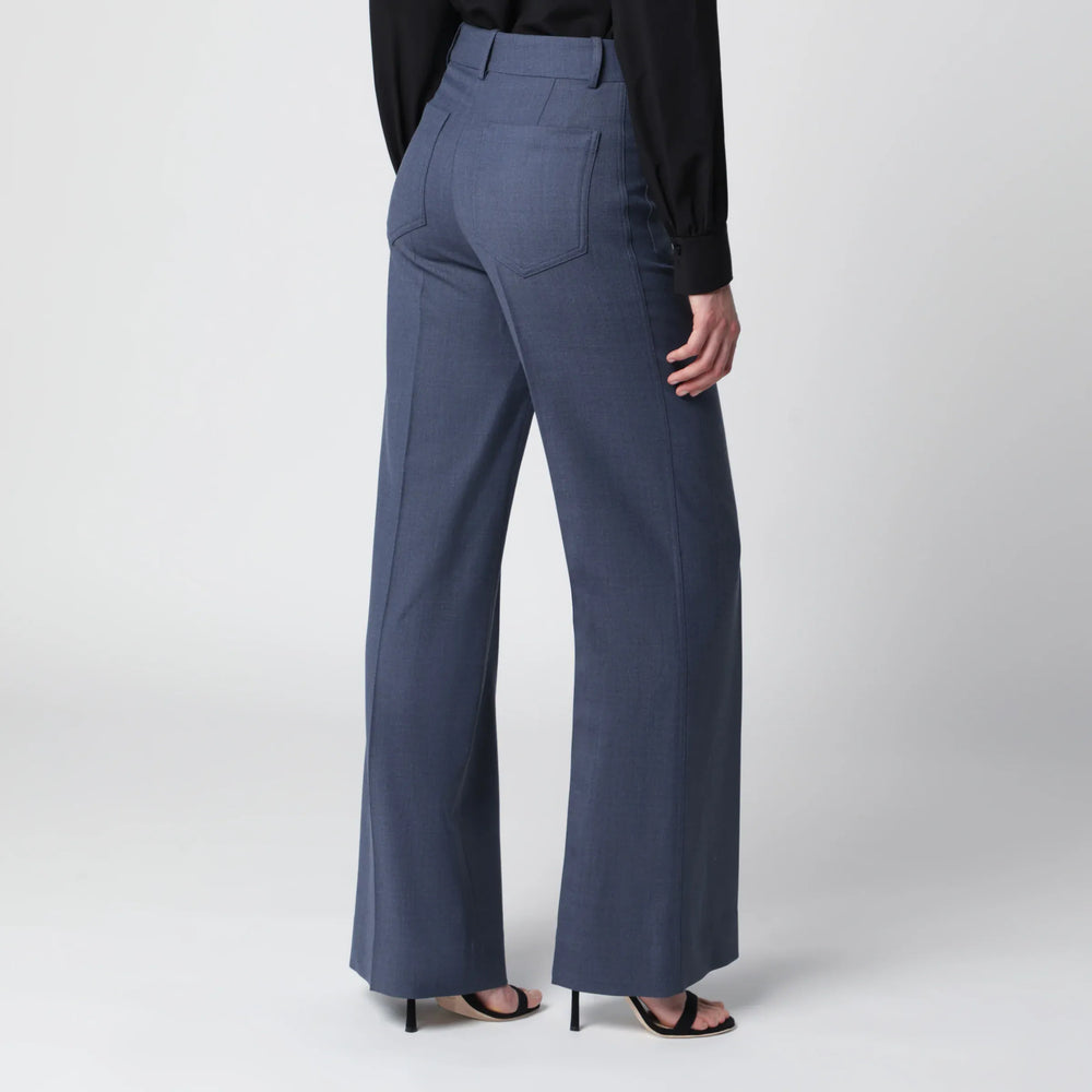 Victoria Beckham - Alina trousers in blue mélange wool blend Brand Apparel & Accessories > Clothing > Pants 6 UK