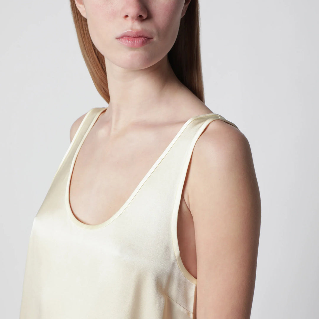 ANINE BING - Lea top in butter-colored silk Brand Apparel &amp; Accessories > Clothing > Shirts &amp; Tops