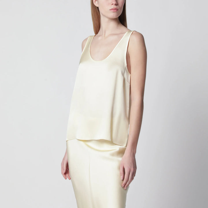 ANINE BING - Lea top in butter-colored silk Brand Apparel &amp; Accessories > Clothing > Shirts &amp; Tops XS
