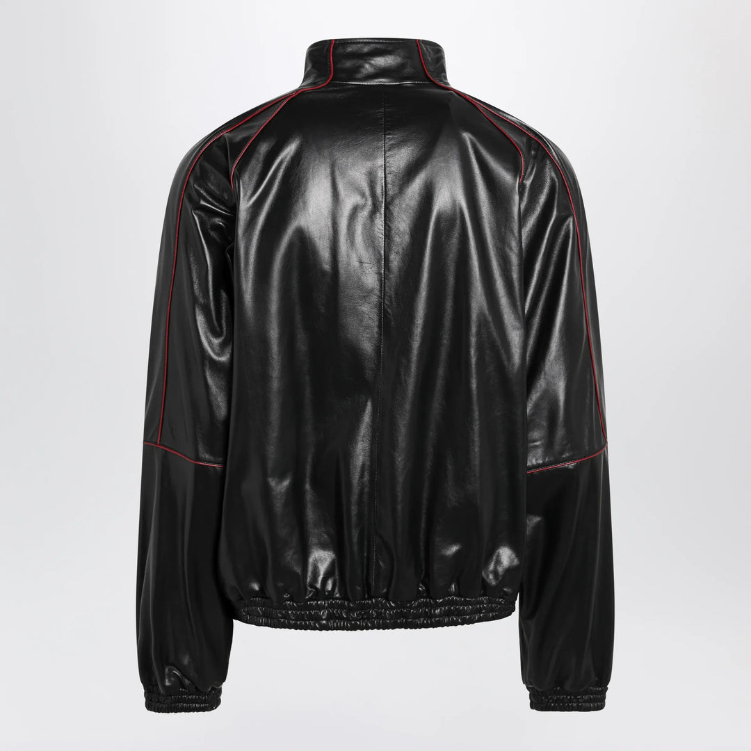 Balenciaga - Black/burgundy zip-up leather sweatshirt Brand Apparel &amp; Accessories > Clothing > Shirts &amp; Tops