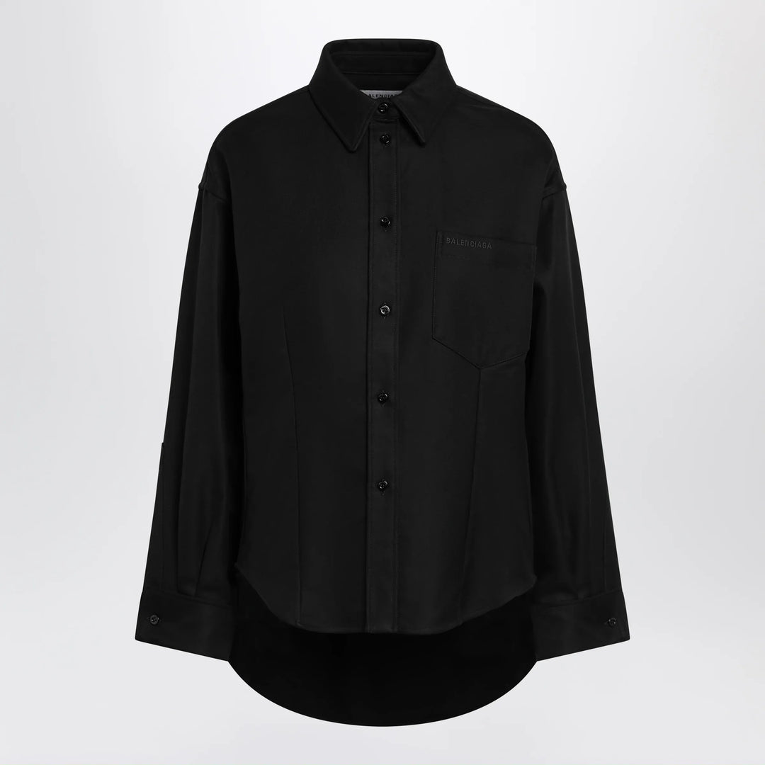 Balenciaga - Classic cocoon shirt in double cotton, black Brand Apparel &amp; Accessories > Clothing > Shirts &amp; Tops