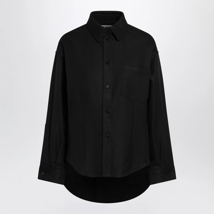 Balenciaga - Classic cocoon shirt in double cotton, black Brand Apparel &amp; Accessories > Clothing > Shirts &amp; Tops