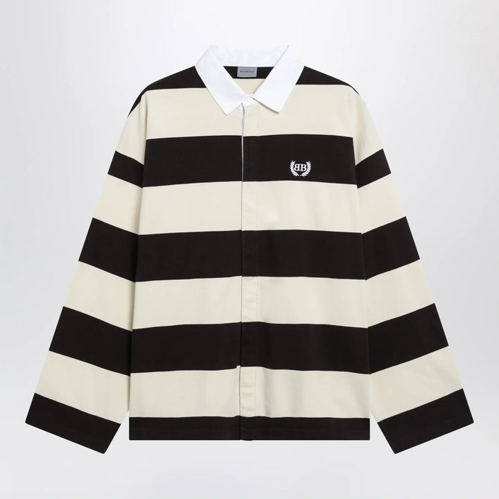 Balenciaga - Striped jersey polo shirt in cotton, brown Brand Apparel &amp; Accessories > Clothing > Shirts &amp; Tops