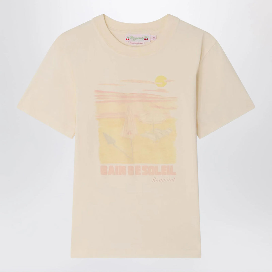 Bonpoint - Thida écru T-shirt with Bain de Soleil print Brand Apparel & Accessories > Clothing > Shirts & Tops 8