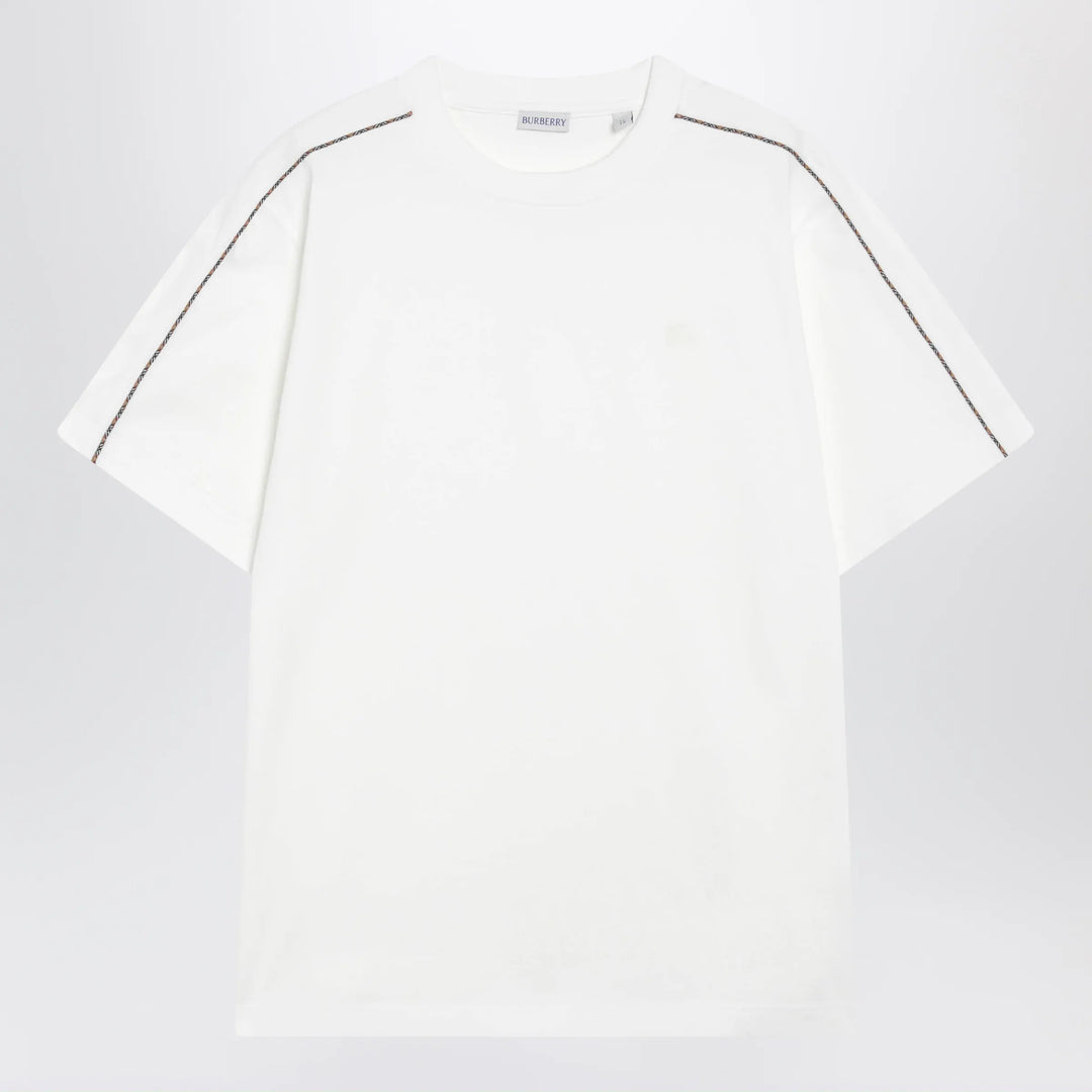 Burberry - Cotton T-shirt with Check trim in Chalk Brand Apparel & Accessories > Clothing > Shirts & Tops S