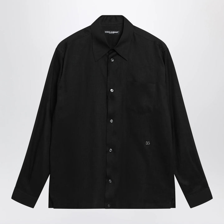 Dolce&amp;Gabbana - Hawaii-fit linen shirt with DG hardware in black Brand Apparel &amp; Accessories > Clothing > Shirts &amp; Tops 39