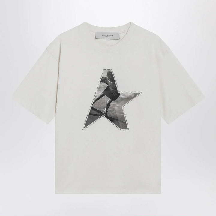 Golden Goose - White T-shirt with logo print Brand Apparel &amp; Accessories > Clothing > Shirts &amp; Tops L