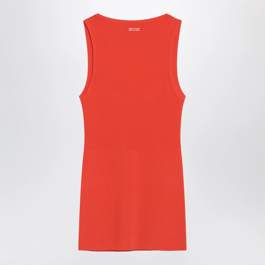 Max Mara - Coral red ribbed technical yarn top Brand Apparel &amp; Accessories > Clothing > Shirts &amp; Tops
