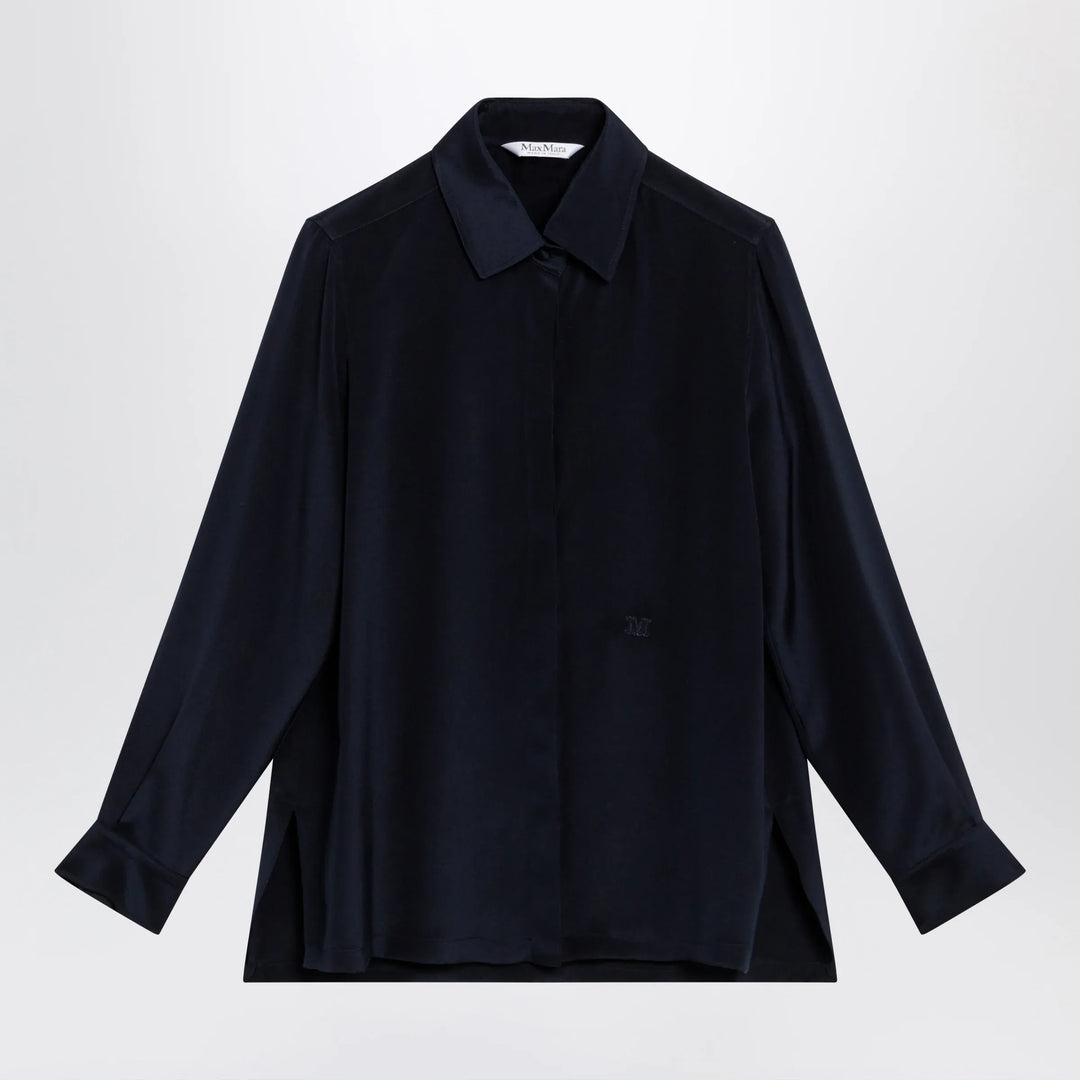 Max Mara - Navy blue silk shirt Brand Apparel & Accessories > Clothing > Shirts & Tops 42  IT