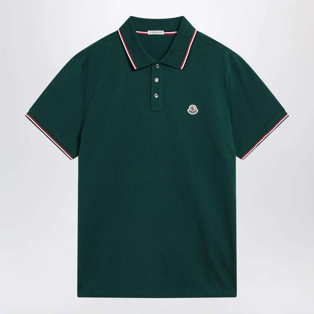 Moncler - Olive green short-sleeve polo shirt Brand Apparel &amp; Accessories > Clothing > Shirts &amp; Tops S