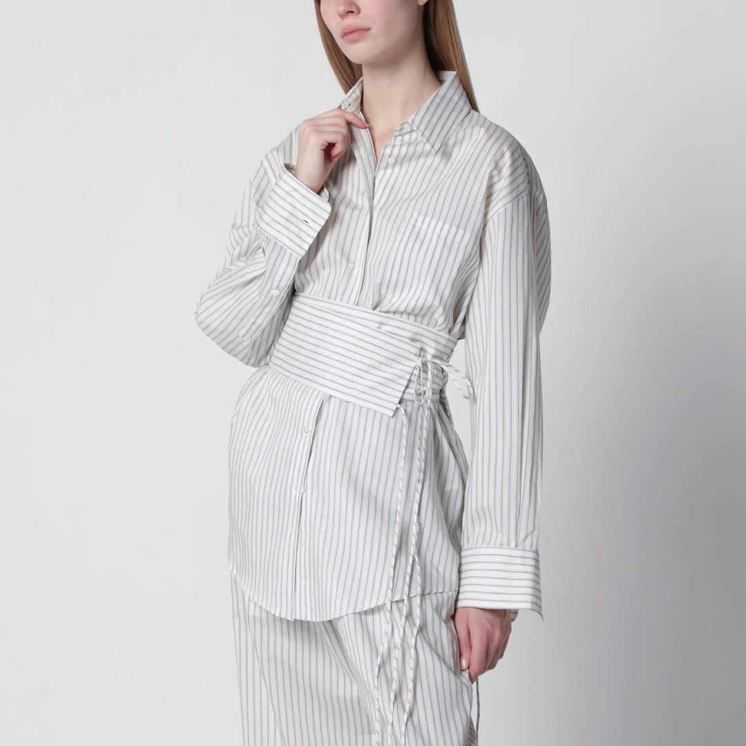 Róhe - Silk striped shirt with belt Brand Apparel &amp; Accessories > Clothing > Shirts &amp; Tops